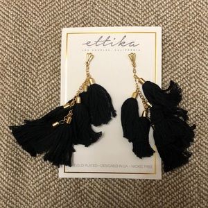 Ettika 18k gold plated black dangle earrings